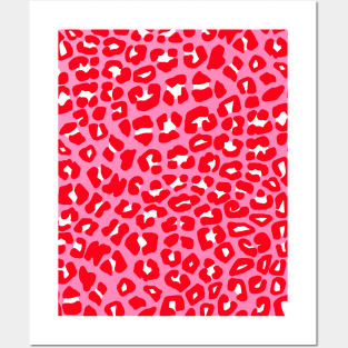 Leopard Print, Pink and Red Posters and Art